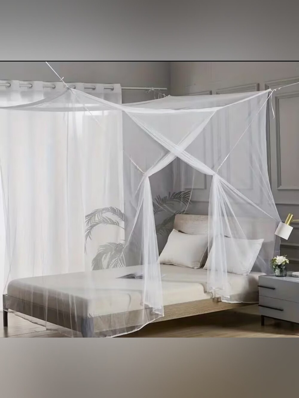 White Bed Canopy Mosquito Net - Lightweight Bedroom Netting